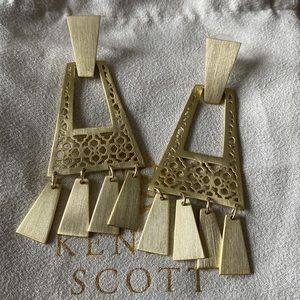 Kendra Scott Kase gold statement earrings filigree with tassel